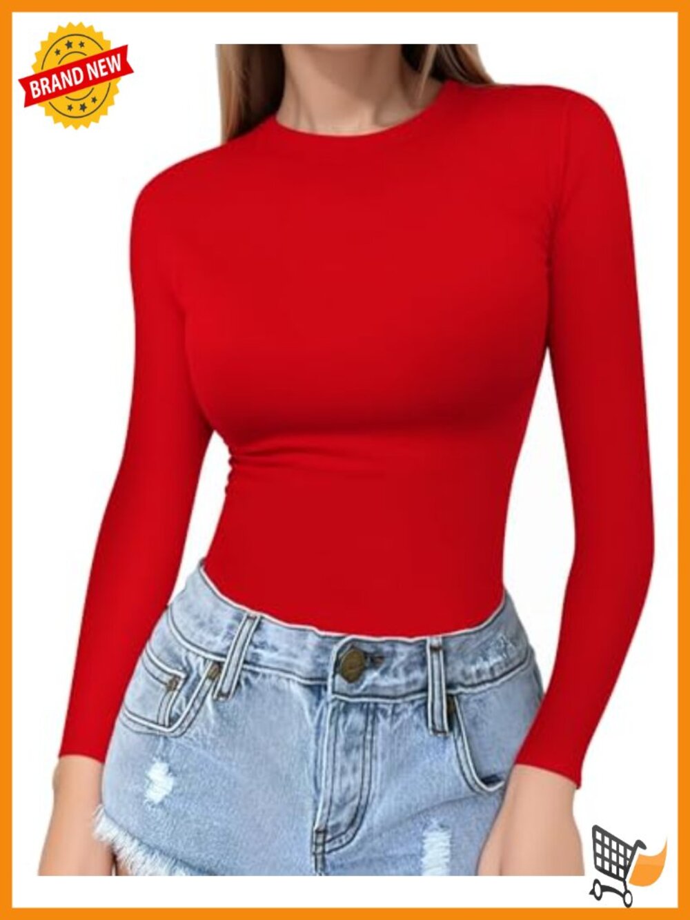 Fitted Long Sleeve Crew Neck Basic Tee Seamless Casual T-Shirt